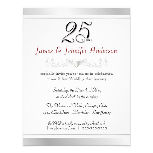 25th Wedding Anniversary Party Invitations (front side)