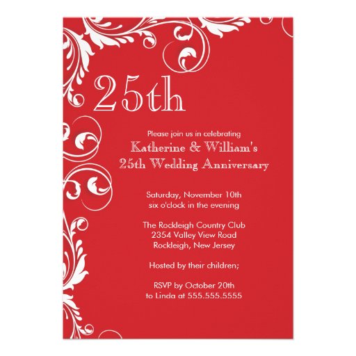 25th Wedding Anniversary Party Invitations