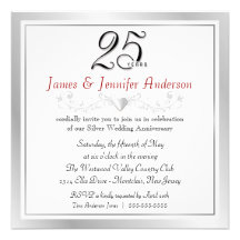 25th Wedding Anniversary Party Invitations