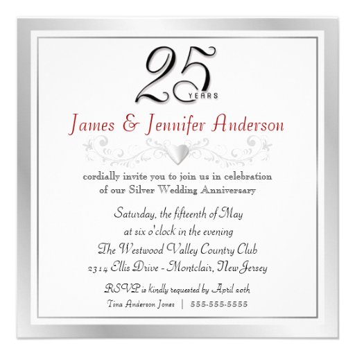 Invitations for 25th wedding anniversary wording
