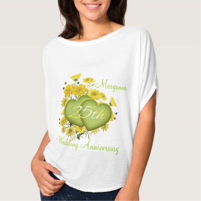 25th Wedding Anniversary Party Wildflower Hearts T Shirt