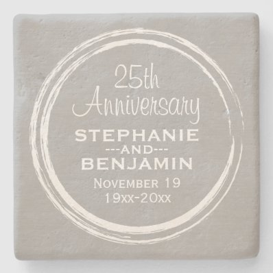 25th Wedding Anniversary Personalized Stone Coaster