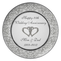 25th Wedding Anniversary Plate