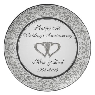 25th Wedding Anniversary Plate