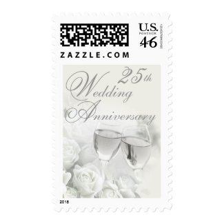 25th Wedding Anniversary Postage Stamp stamp