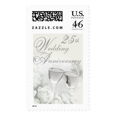 25th Wedding Anniversary Postage Stamp by SquirrelHugger