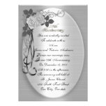 25th Wedding anniversary vow renewal White roses invitations