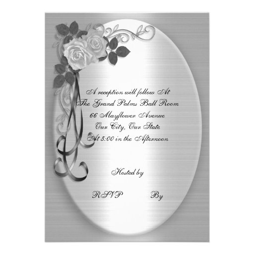 25th Wedding anniversary vow renewal White roses Custom Invites