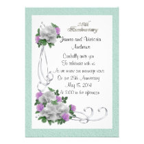 25th Wedding anniversary vow renewal White roses Personalized Invite
