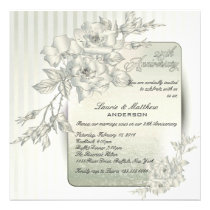 25th Wedding Anniversary Vow Renewal White Roses Invitation