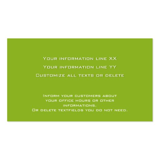 26 Modern Professional Business Card lime green (back side)