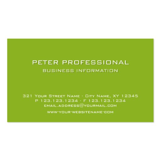 26 Modern Professional Business Card lime green (front side)