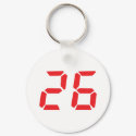 26 twenty-six red alarm clock digital number keychains