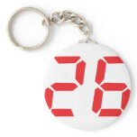 26 twenty-six red alarm clock digital number key chain