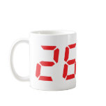 26 twenty-six red alarm clock digital number mugs