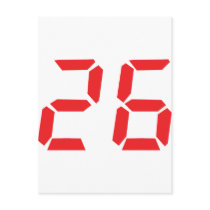 26 twenty-six red alarm clock digital number postcards by Tomaniac 26 twenty-six red alarm clock digital number postcards