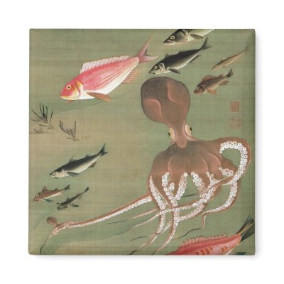 27. 諸魚図, 若冲 Various Fishes, Jakuchū, Japan Art Magnet by ukiyoemuseum
