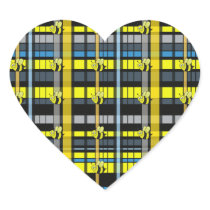 27.Black and Yellow Plaid Bumble Bees Design Stickers