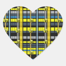 27.Black and Yellow Plaid Bumble Bees Design Stickers