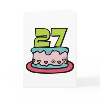 27 Year Old Birthday Cake Greeting Card by Birthday_Bash