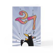 27th Birthday - Penguin Surprise Card