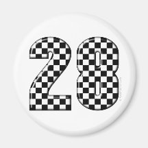 28 checkers flag number refrigerator magnet