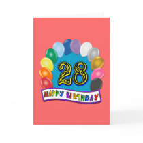28th Birthday Gifts with Assorted Balloons Design Cards