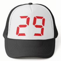 29 twenty-nine red alarm clock digital number hats