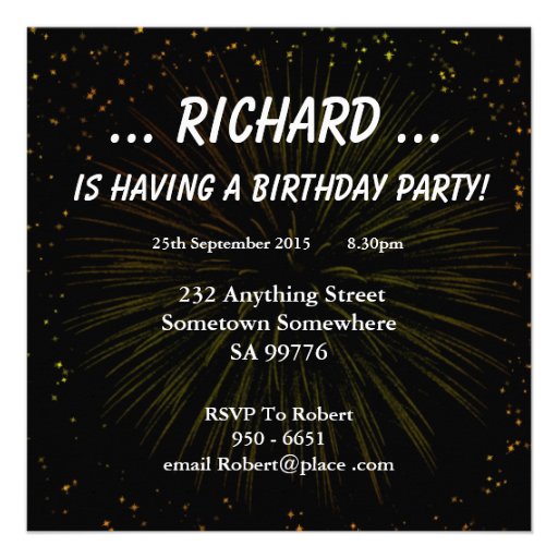 29th birthday party invitation with fireworks