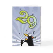 29th Birthday - Penguin Surprise Card