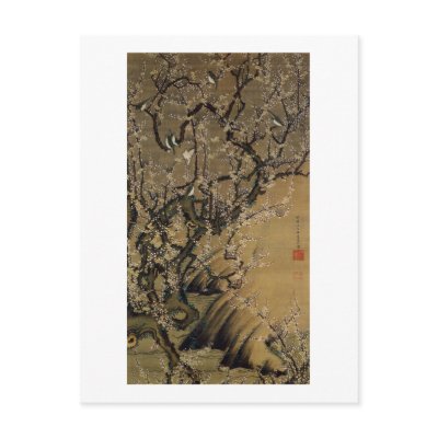 2. 梅花小禽図, 若冲 Plum Blossoms & Small Birds, Jakuchū Postcards by ukiyoemuseum