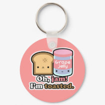 2 1/4" Oh, jam! I'm toasted. (Pink) Key Chain keychains
