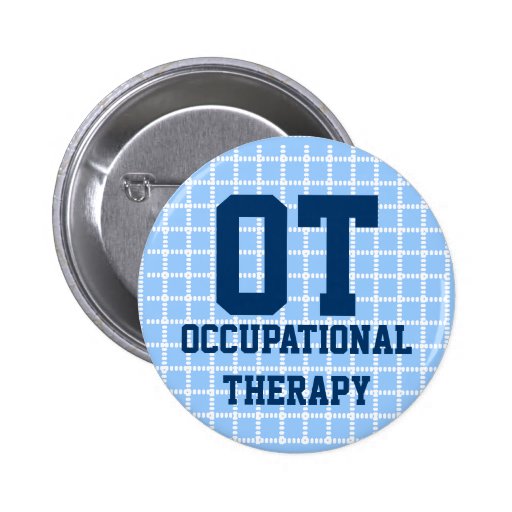 2.25" occupational therapy button blue & white Zazzle