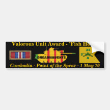 2/34th Armor Valorous Unit - Cambodia "Fish Hook" Bumper Stickers