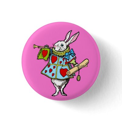 $2.35 Alice in Wonderland Button Rabbit Red Hearts by galleriaofart