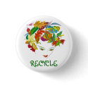 $2.50 Natural Beauty Button Recycle Leaves Nature button