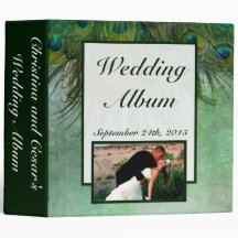 2.8" Photo Binder Peacock Green Feathers