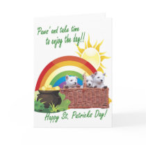 2. Adorable Westie Puppies St. Patrick's Card