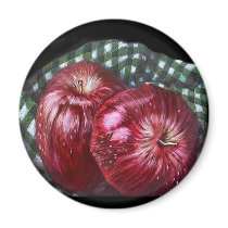 2 Apples with Tablecloth magnets by naquaiya 2 Apples with Tablecloth magnets