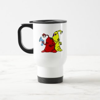 2 armed aliens hunting coffee mug