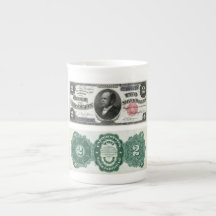 $2 Banknote Silver Certificate Series 1891 Bone China Mug