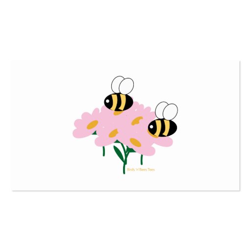 2 Bees & Pink Flowers Centered Business Cards (back side)