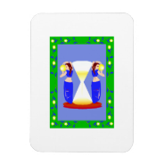 2 belly dancers and an hour glass.png rectangular magnet
