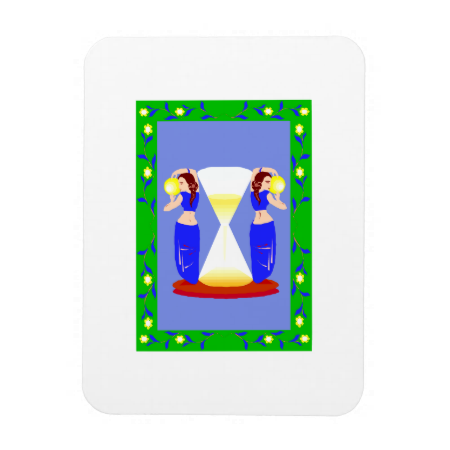 2 belly dancers and an hour glass.png rectangular magnet