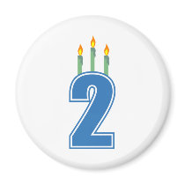 2 Birthday Candles (Blue / Green) Refrigerator Magnet