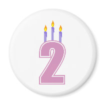 2 Birthday Candles (Pink / Purple) Magnet