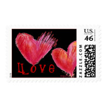 2 Black Love Hearts Postage Stamps