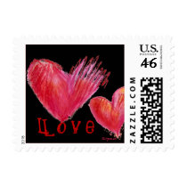 2 Black Love Hearts Small Postage postage
