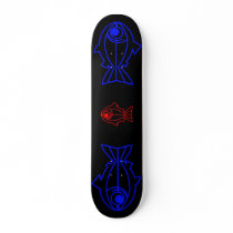 2 Blue an 1 Red Trout Skateboard Deck