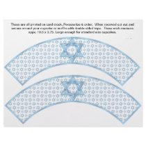 2 Blue Bar Mitzvah Custom Cupcake Wrappers Flyers
